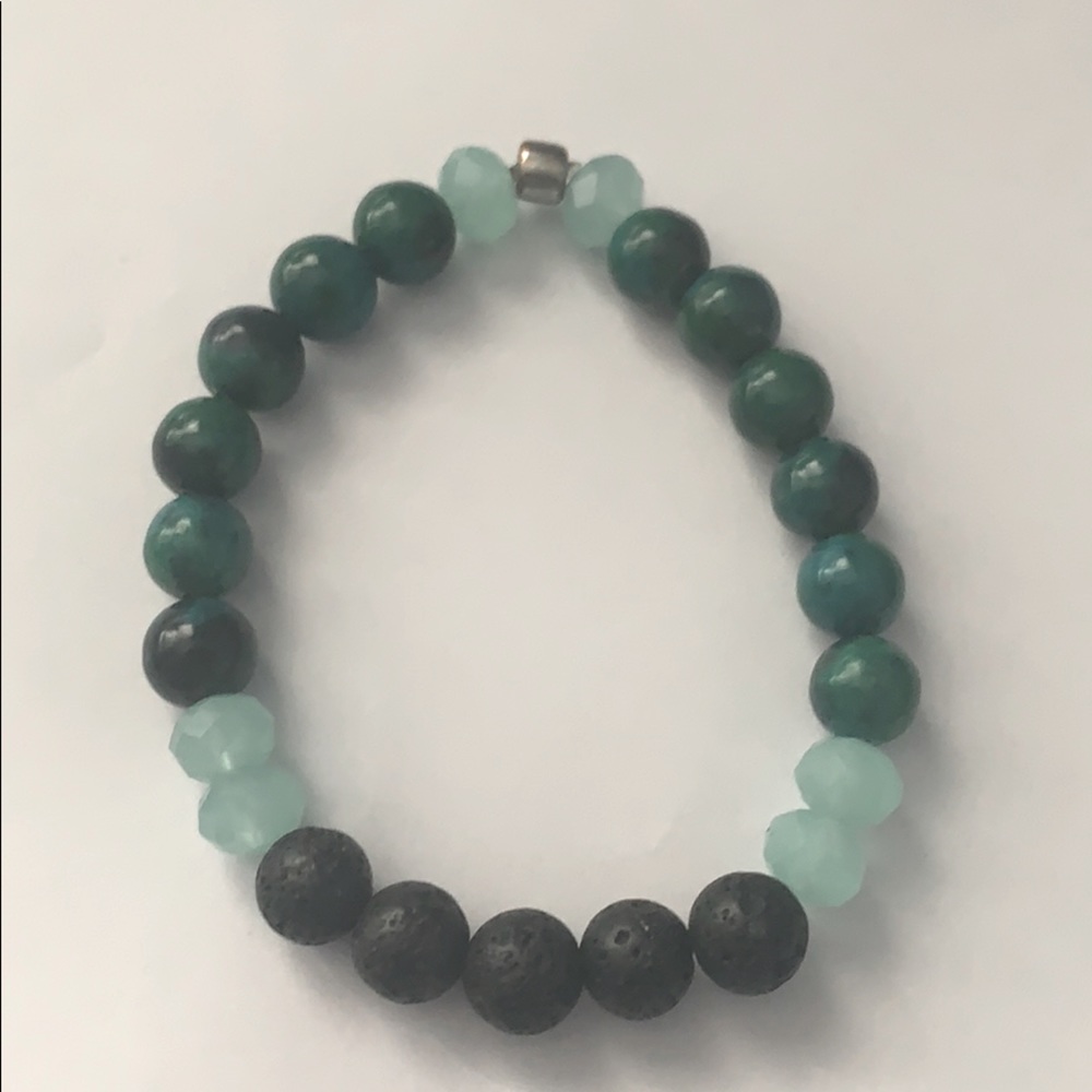 Chrysocolla Gemstone Diffuser Bracelet Lava Rock